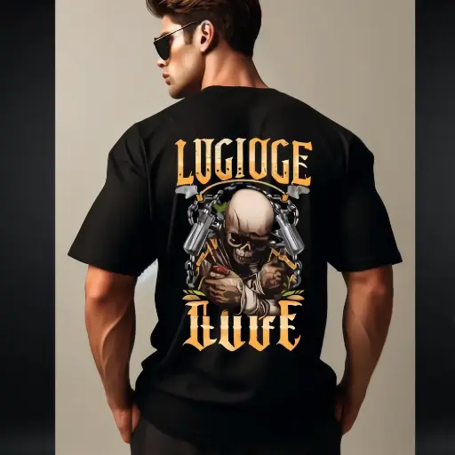 BOONVESTURE  Men Oversized Half Sleeve  Printed Black T-shirt (Skull Man) 